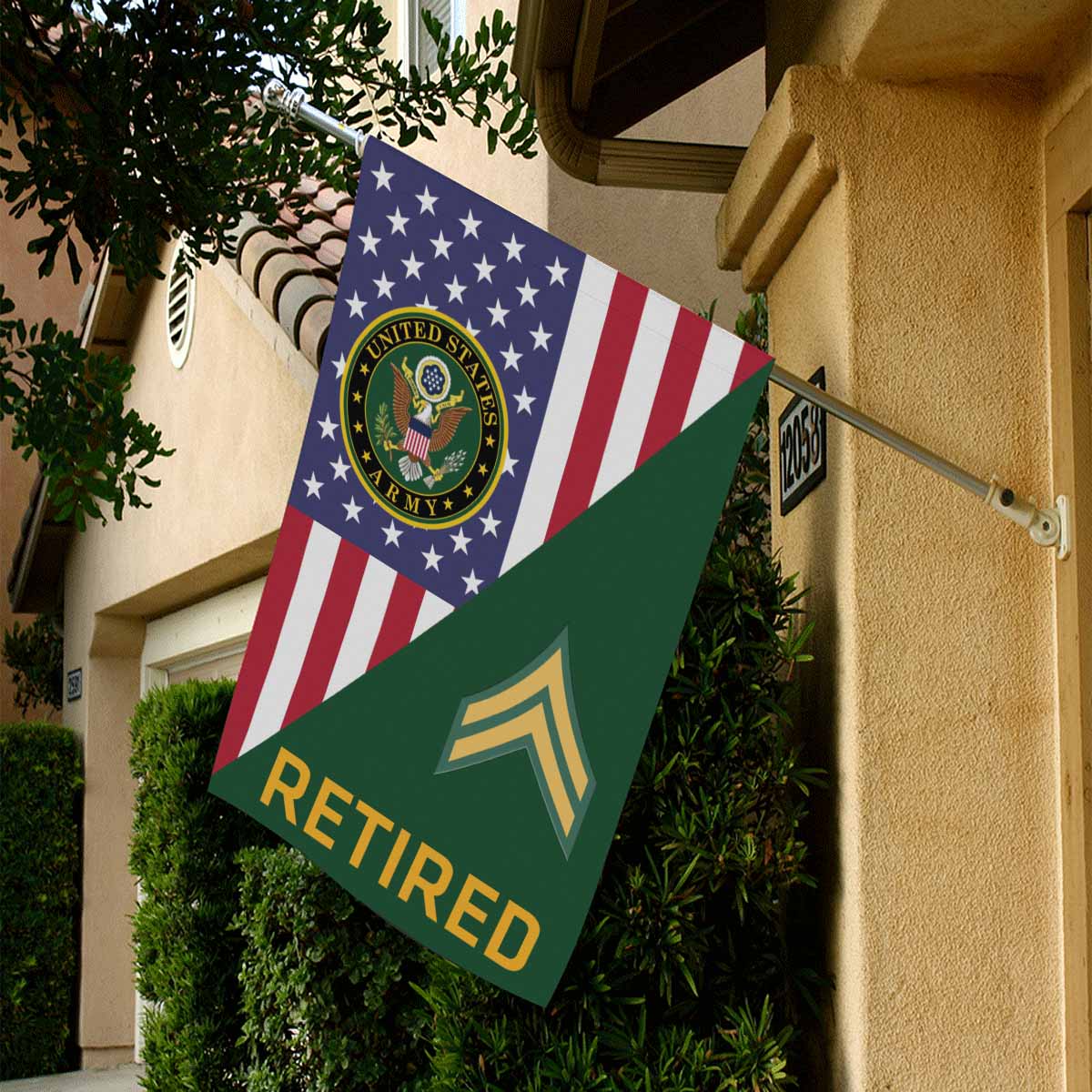 US Army E-4 Corporal E4 CPL Retired House Flag 28 Inch x 40 Inch 2-Side Printing-HouseFlag-Army-Ranks-Veterans Nation