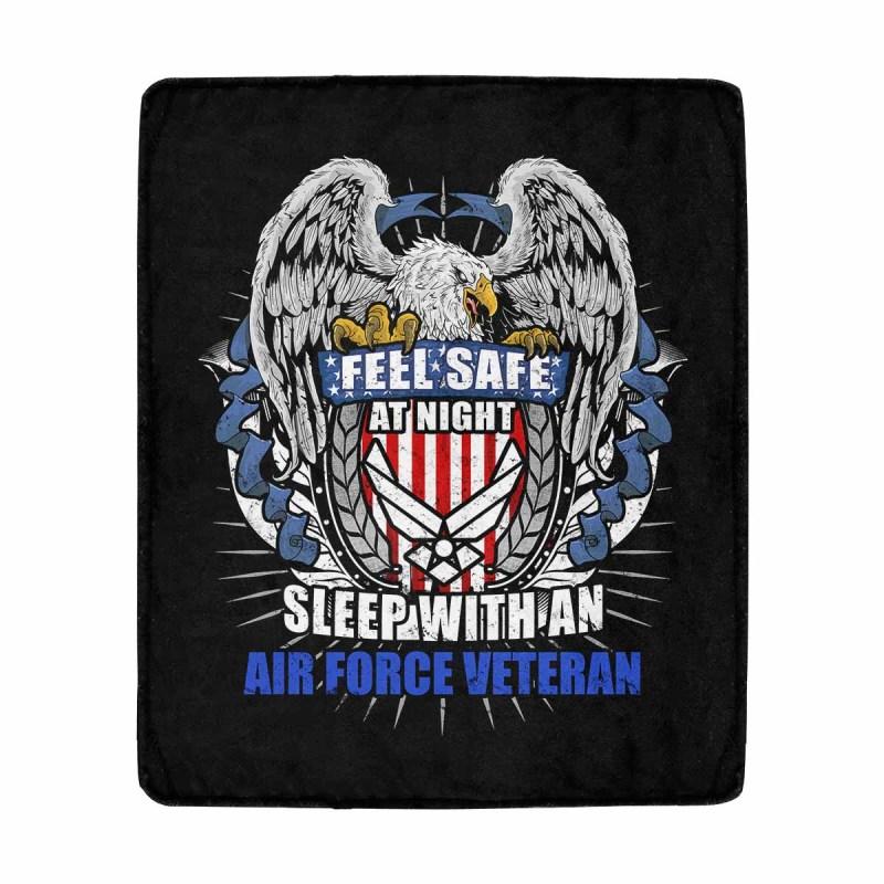 Feel Safe At Night Sleep With An Air Force Veteran Cozy Plush Fleece Blanket - 60x80-Blankets-USAF-Logo-Veterans Nation