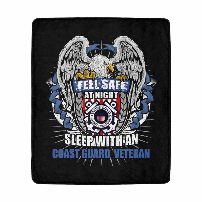 Feel Safe At Night Sleep With A Coast Guard Veteran Sherpa Blanket - 50x60-Blankets-USCG-Logo-Veterans Nation