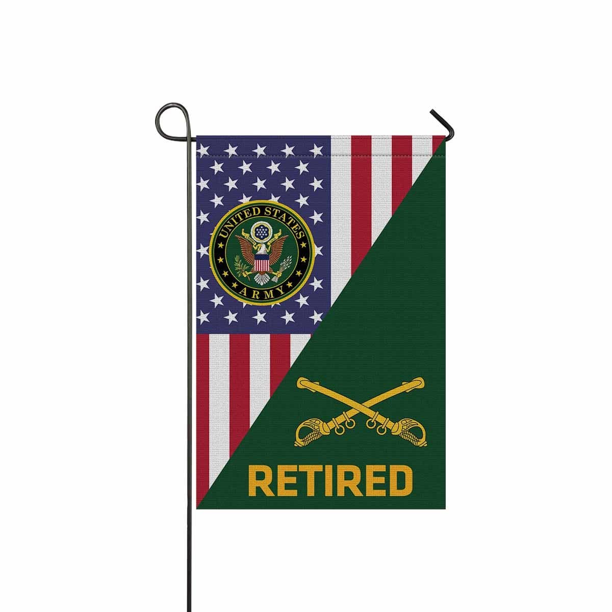 US Army Cavalry Retired Garden Flag/Yard Flag 12 Inch x 18 Inch Twin-Side Printing-GDFlag-Army-Branch-Veterans Nation