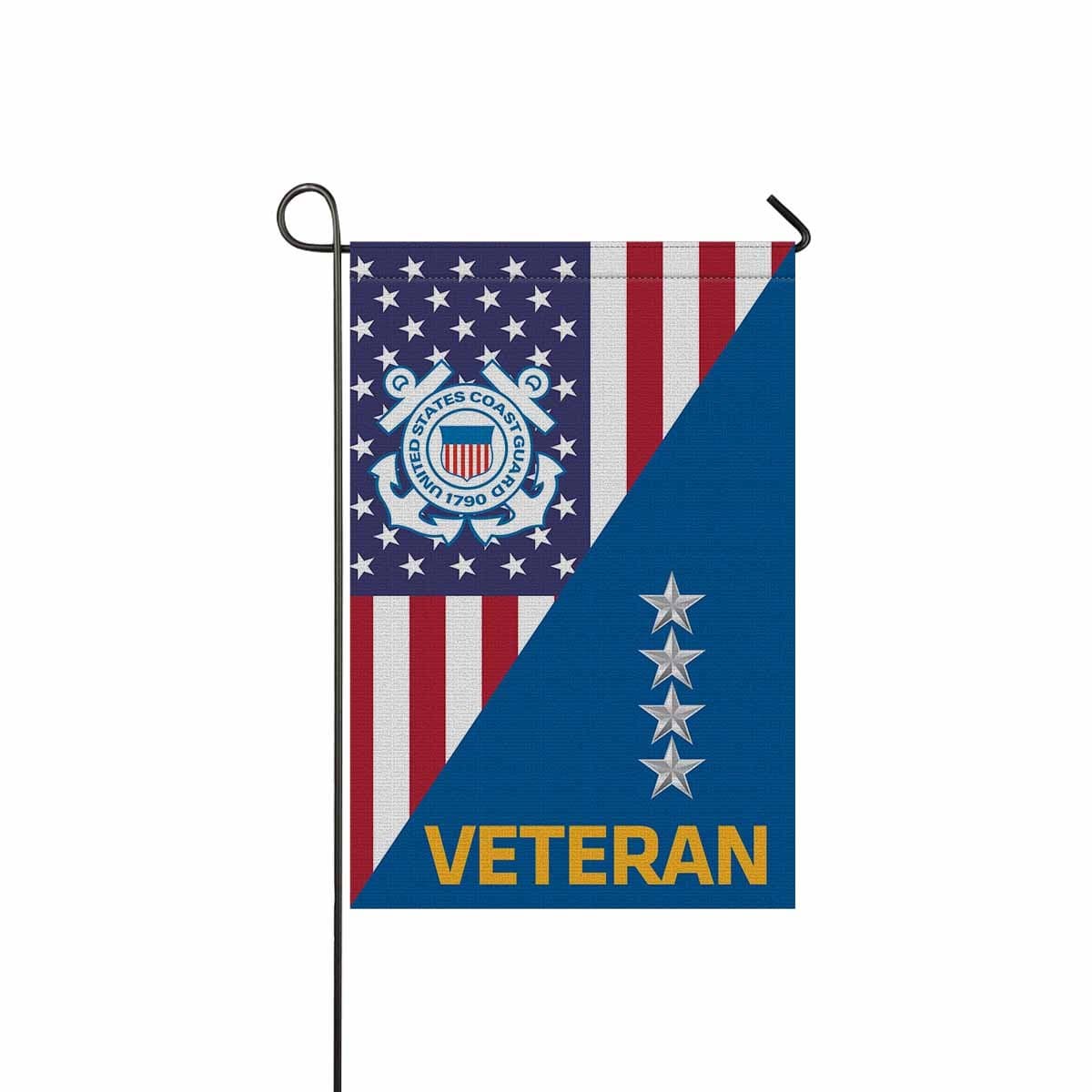 US Coast Guard O-10 Admiral O10 ADM Flag Officer Ranks Veteran Garden Flag 12'' x 18'' Twin-Side Printing-Garden Flag-Veterans Nation