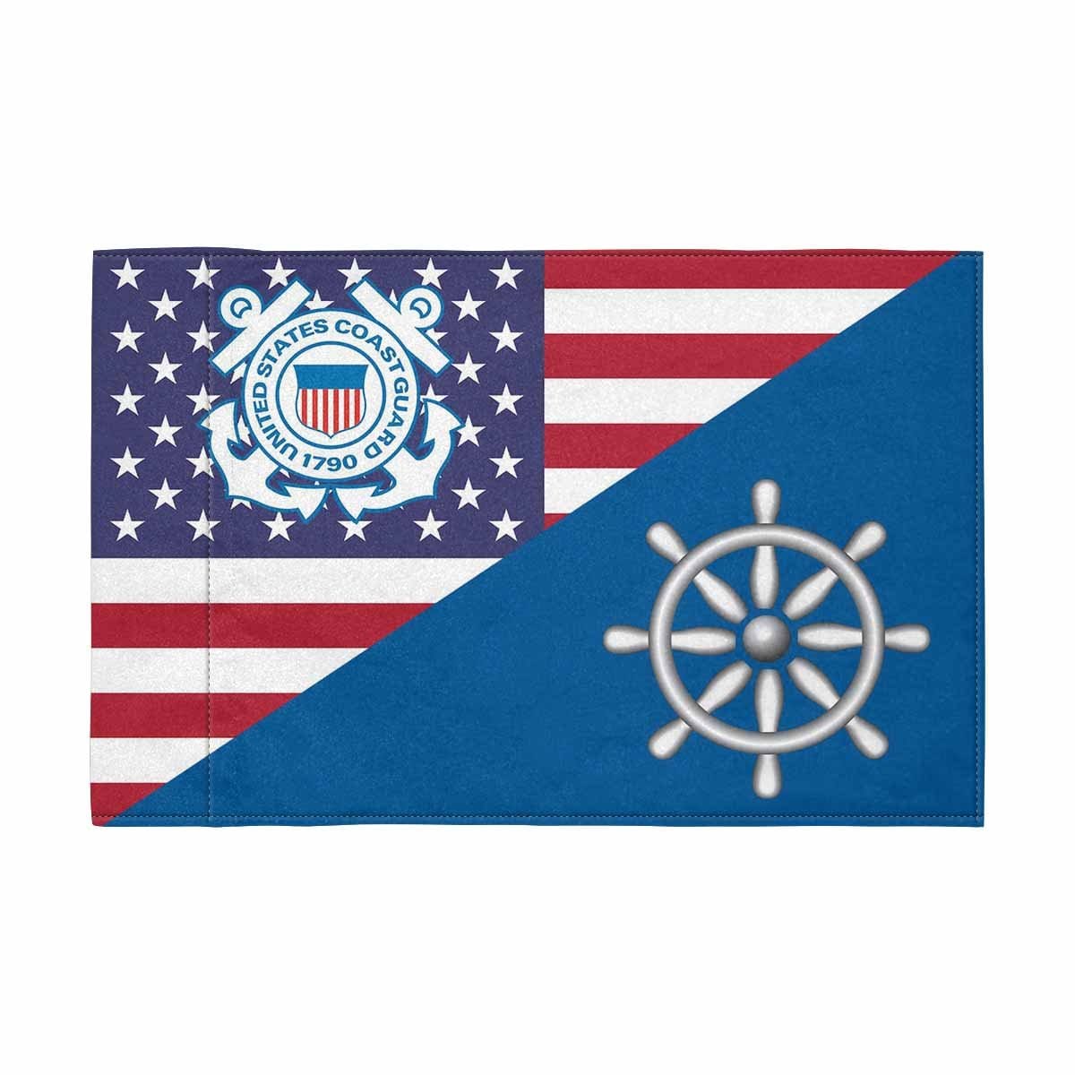 USCG QM Motorcycle Flag 9" x 6" Twin-Side Printing D01-MotorcycleFlag-USCG-Veterans Nation