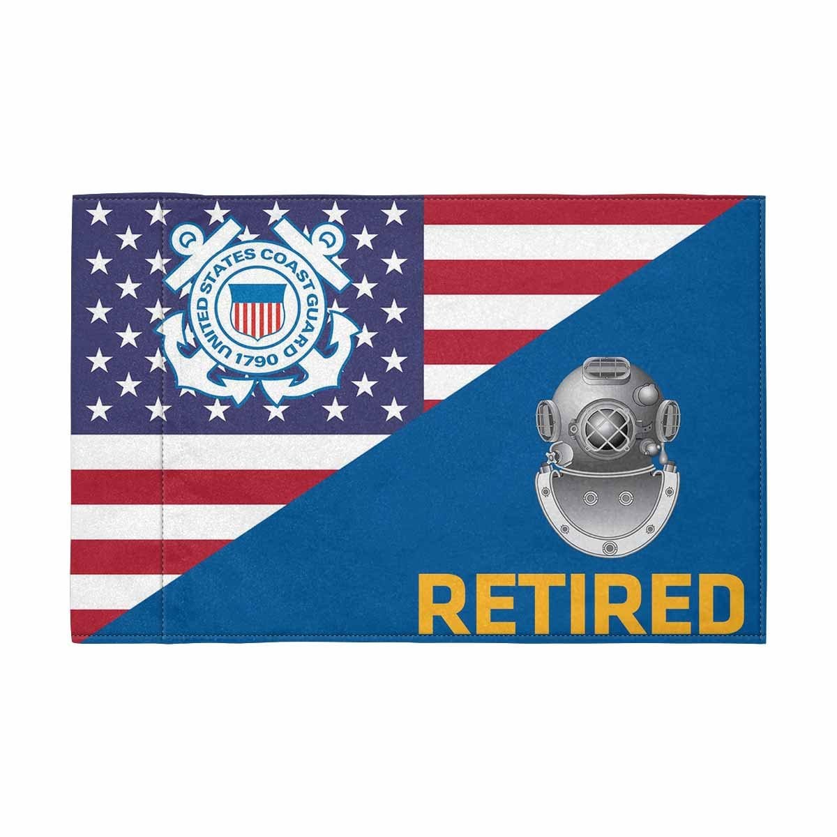 USCG ND Retired Motorcycle Flag 9" x 6" Twin-Side Printing D01-MotorcycleFlag-USCG-Veterans Nation