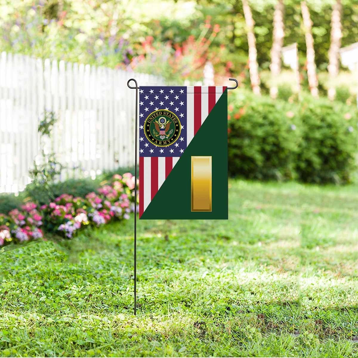 US Army O-1 Second Lieutenant O1 2LT Commissioned Officer Garden Flag/Yard Flag 12 Inch x 18 Inch Twin-Side Printing-GDFlag-Army-Ranks-Veterans Nation