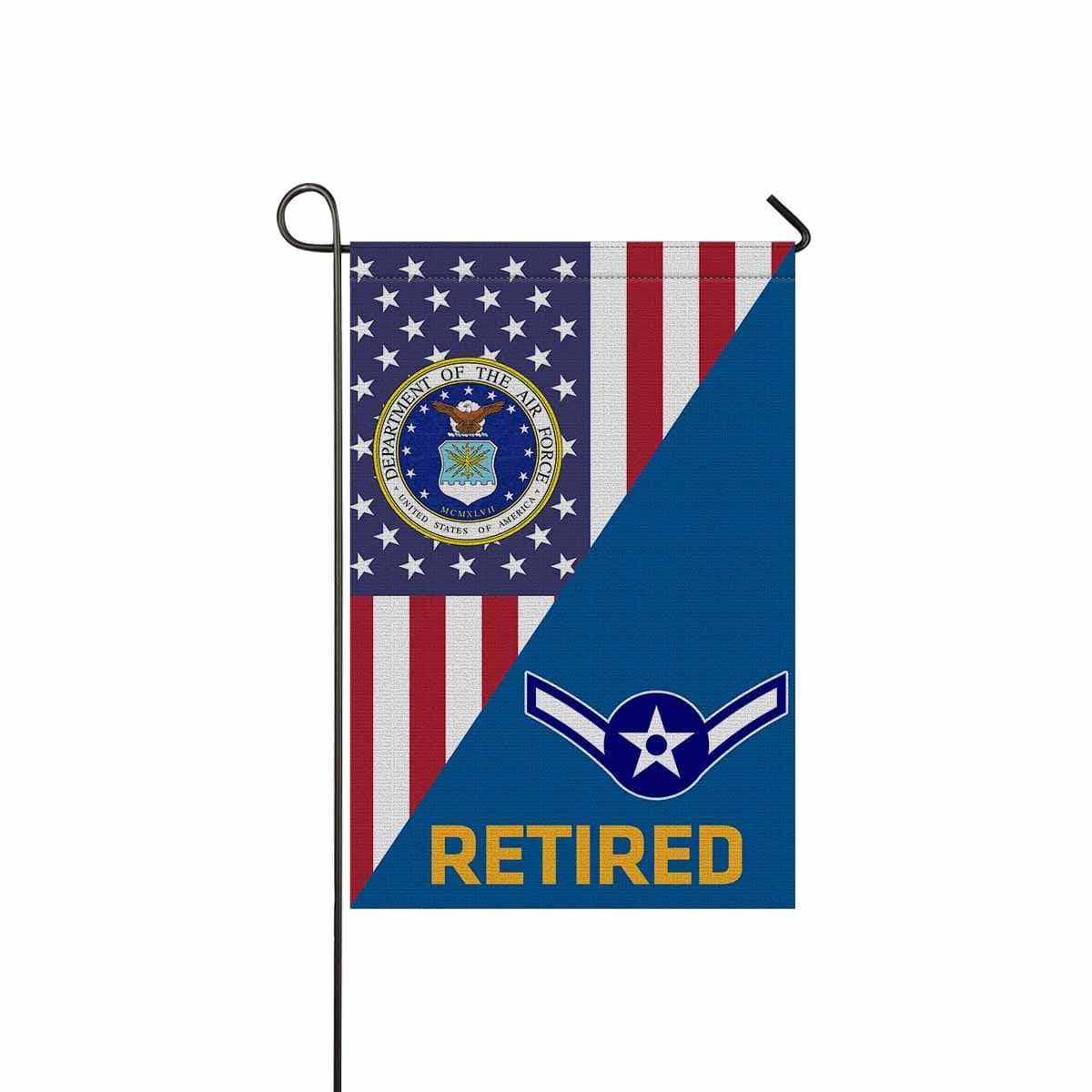 US Air Force E-2 Airman Amn E2 Enlisted Airman Retired Garden Flag/Yard Flag 12 inches x 18 inches Twin-Side Printing-GDFlag-USAF-Ranks-Veterans Nation