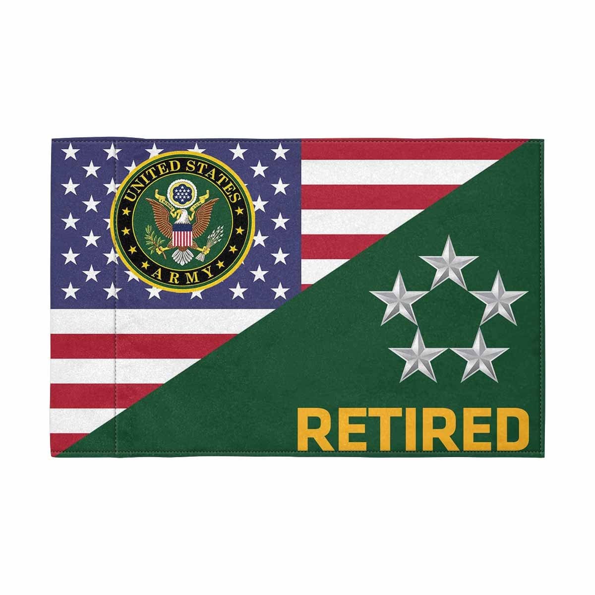 US Army O-10 GA Retired Motorcycle Flag 9" x 6" Twin-Side Printing D01-MotorcycleFlag-Army-Veterans Nation