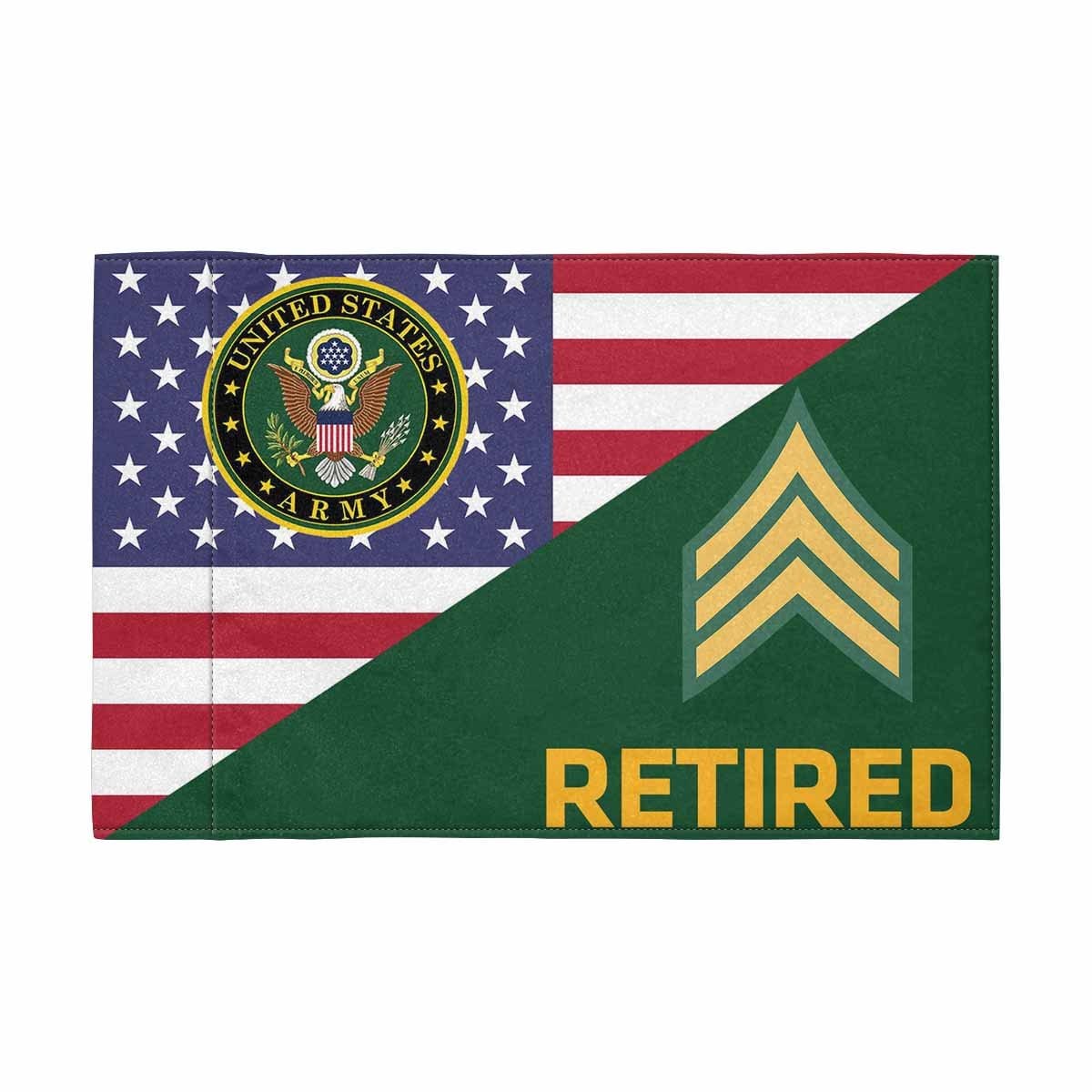 US Army E-5 SGT Retired Motorcycle Flag 9" x 6" Twin-Side Printing D01-MotorcycleFlag-Army-Veterans Nation