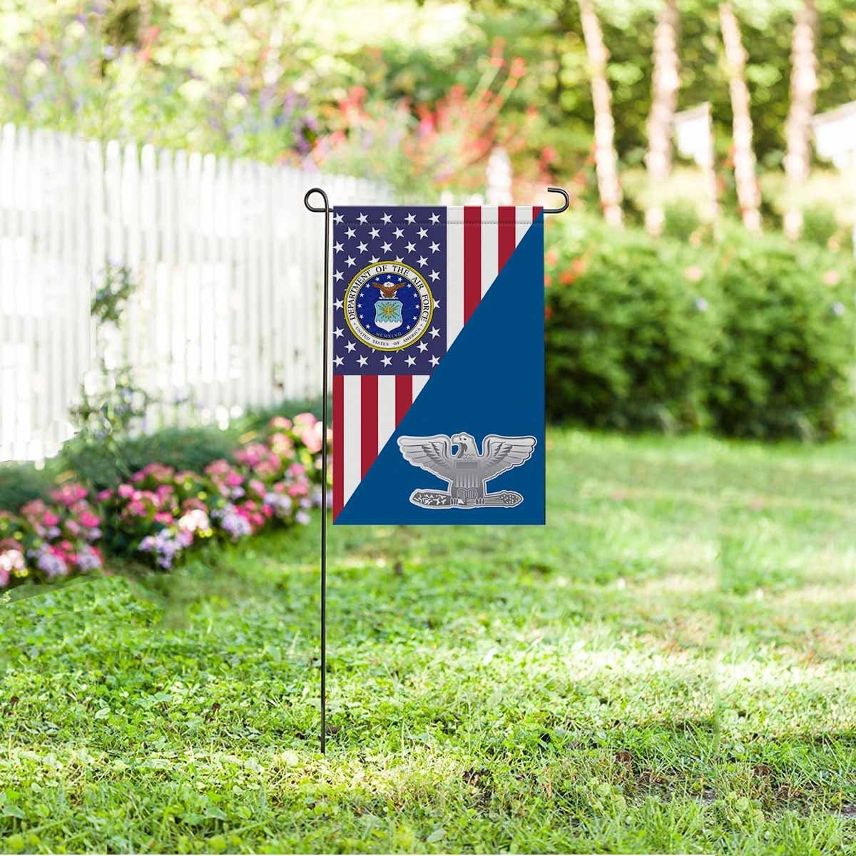 US Air Force O-6 Colonel Col O6 Field Officer Garden Flag/Yard Flag 12 inches x 18 inches Twin-Side Printing-GDFlag-USAF-Ranks-Veterans Nation