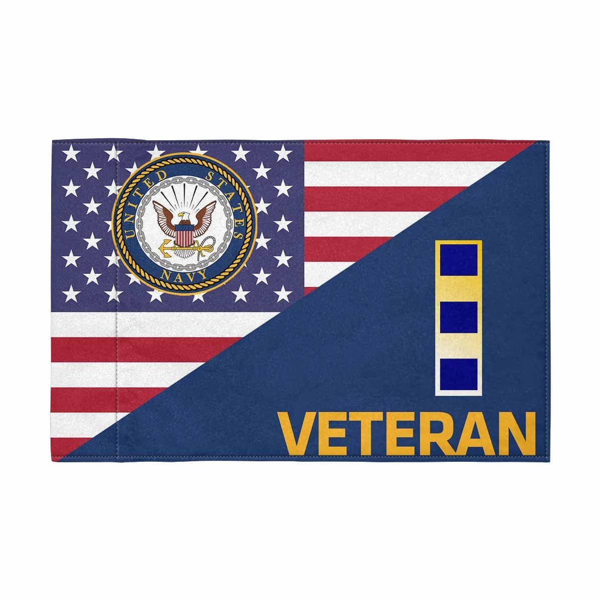 US Navy W-2 Veteran Motorcycle Flag 9" x 6" Twin-Side Printing D01-MotorcycleFlag-Navy-Veterans Nation