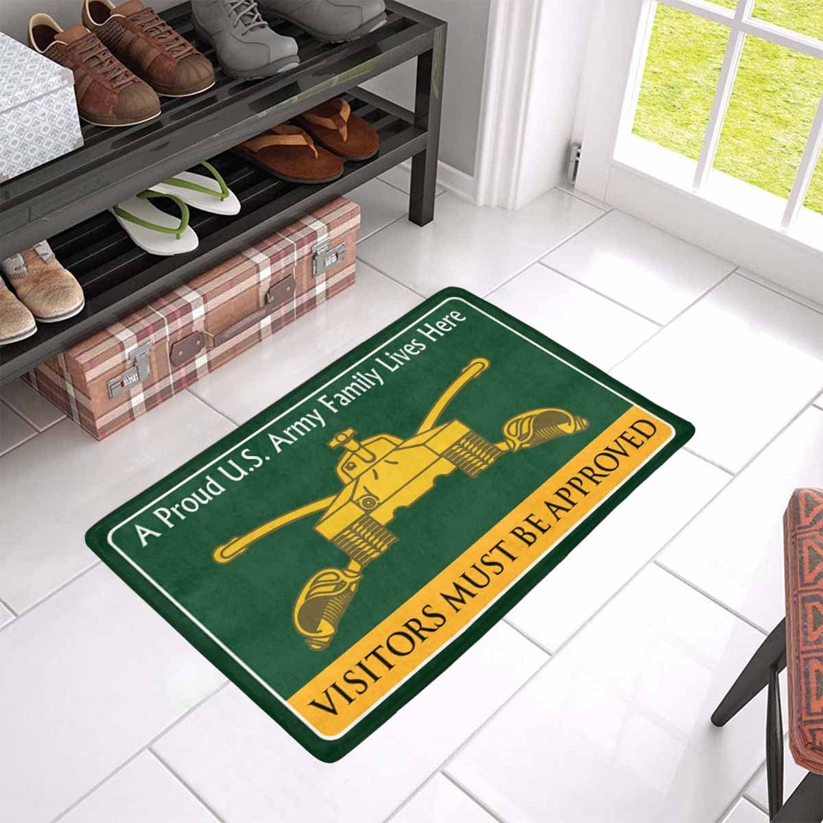 U.S Army Armor Branch Family Doormat - Visitors must be approved (23.6 inches x 15.7 inches)-Doormat-Army-Branch-Veterans Nation