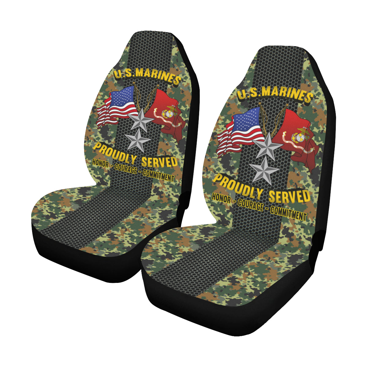 M.Corps O-8 Major General O8 MajGen M.Corps O8 General Officer Car Seat Covers (Set of 2)-SeatCovers-USMC-Ranks-Veterans Nation