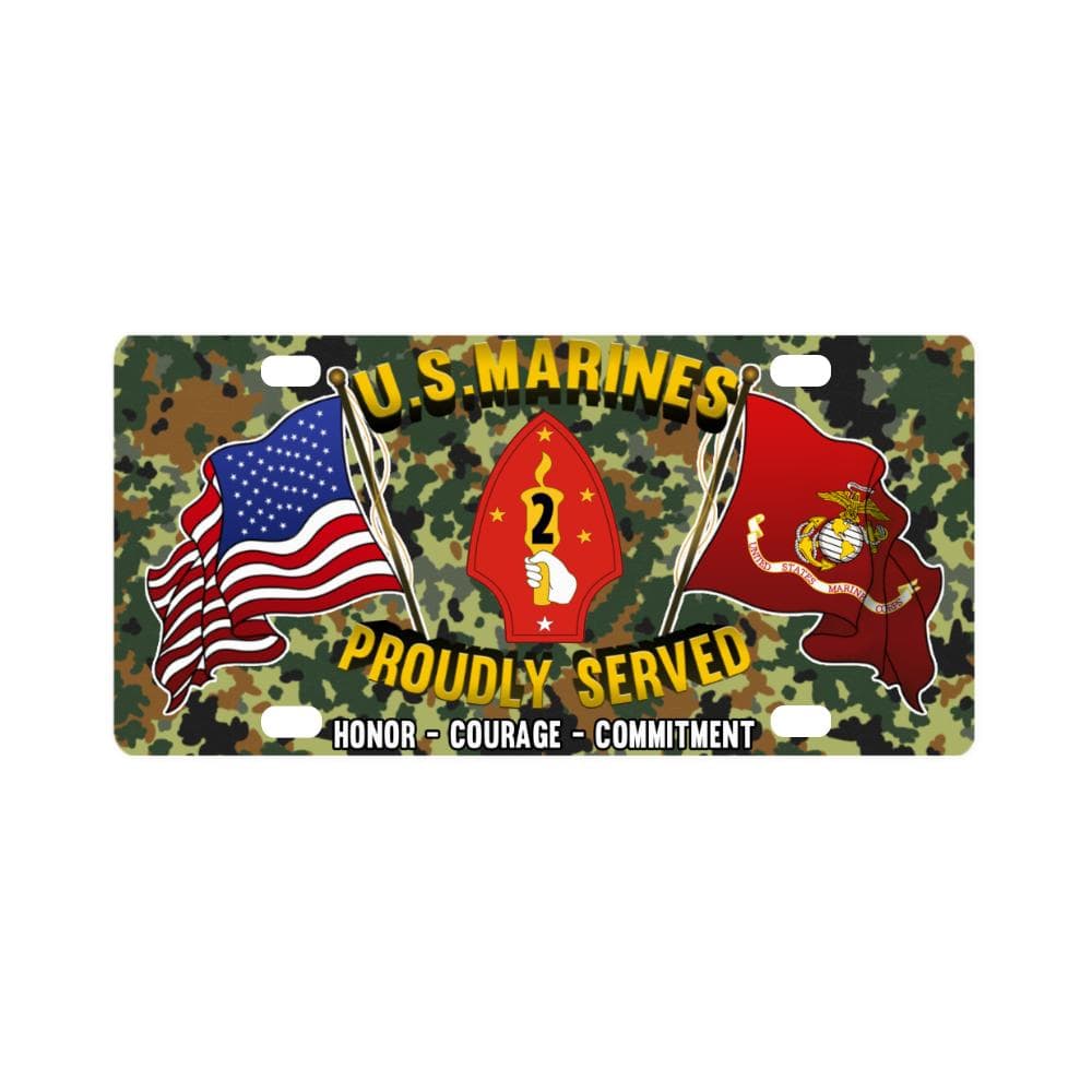 US Marine Corps 2nd Division Classic License Plate Classic License Plate-LicensePlate-USMC-Division-Veterans Nation