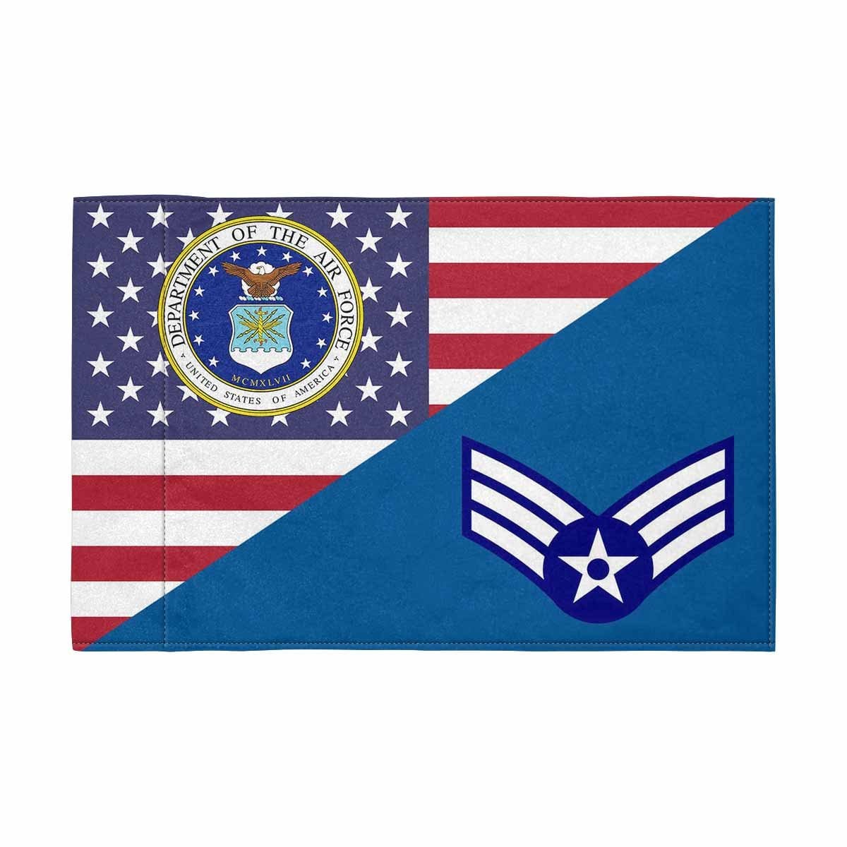 US Air Force E-4 SrA Motorcycle Flag 9" x 6" Twin-Side Printing D01-MotorcycleFlag-USAF-Veterans Nation
