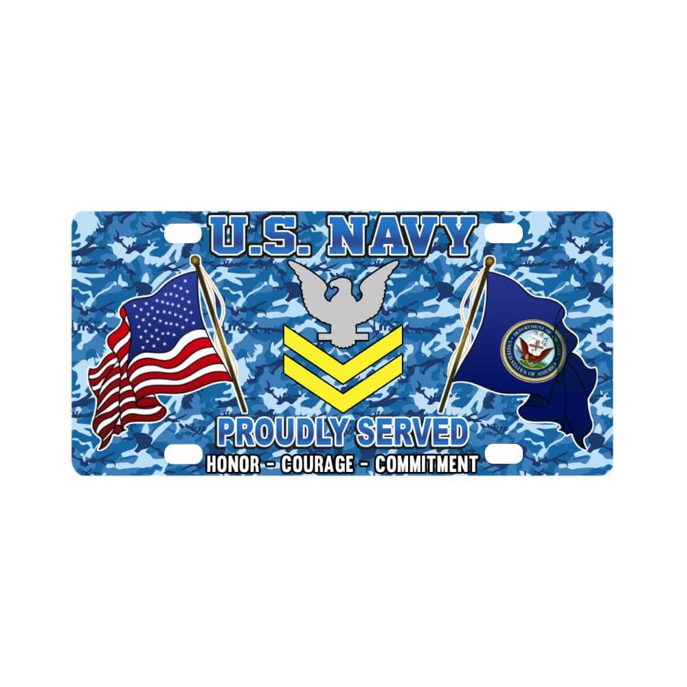 US Navy E-5 Petty Officer Second Class E5 PO2 Gold Classic License Plate-LicensePlate-Navy-Collar-Veterans Nation