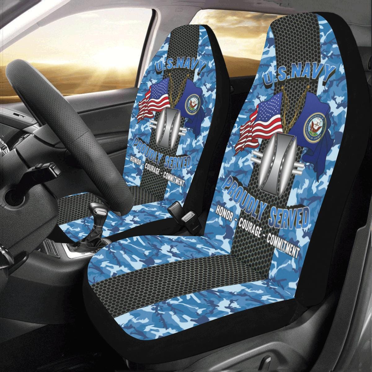 Navy Opticalman Navy OM Car Seat Covers (Set of 2)-SeatCovers-Navy-Rate-Veterans Nation