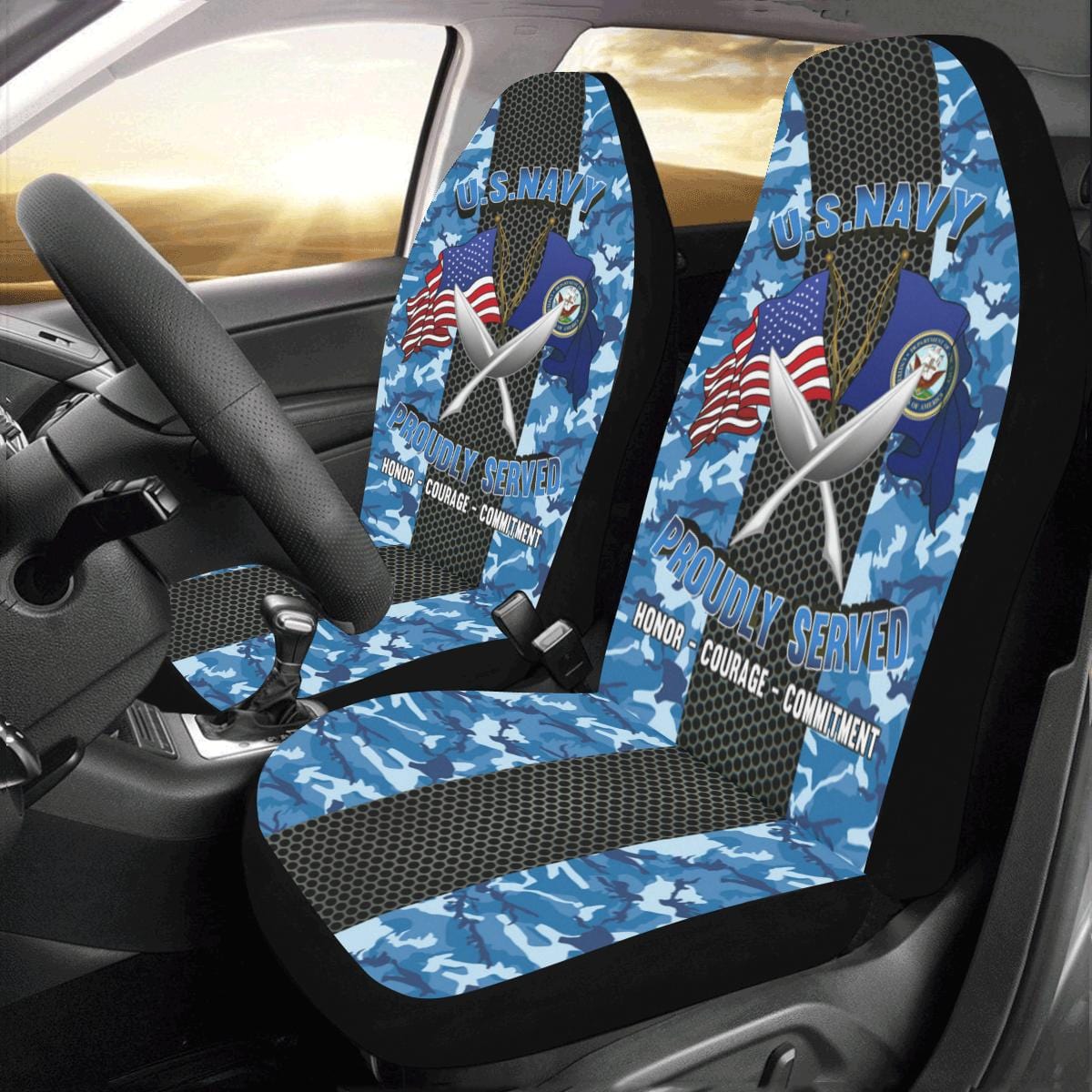 U.S Navy Yeoman Navy YN Car Seat Covers (Set of 2)-SeatCovers-Navy-Rate-Veterans Nation