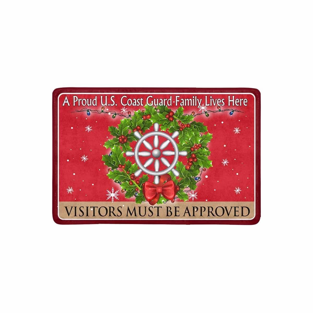 US Coast Guard Quartermaster QM Logo - Visitors must be approved Christmas Doormat-Doormat-USCG-Rate-Veterans Nation