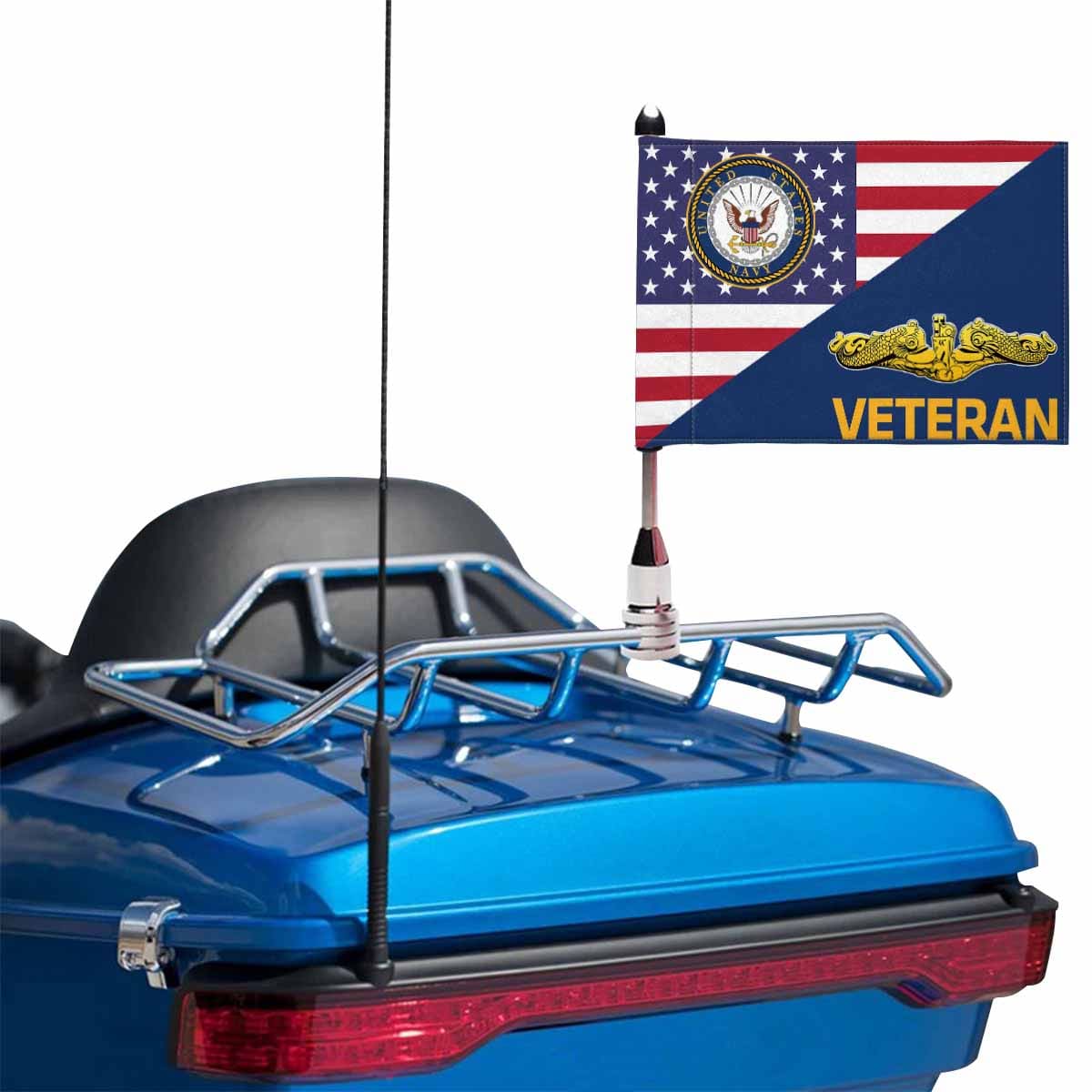 US Navy Submarine Officer Veteran Motorcycle Flag 9" x 6" Twin-Side Printing D01-MotorcycleFlag-Navy-Veterans Nation