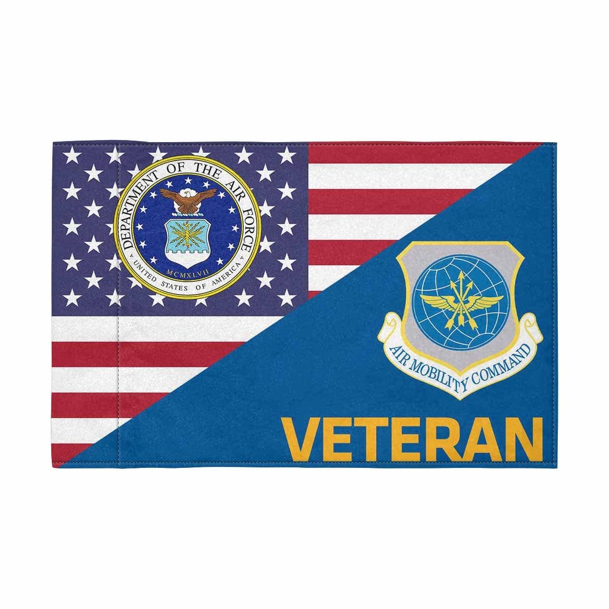 US Air Force Air Mobility Command Veteran Motorcycle Flag 9" x 6" Twin-Side Printing D01-MotorcycleFlag-USAF-Veterans Nation