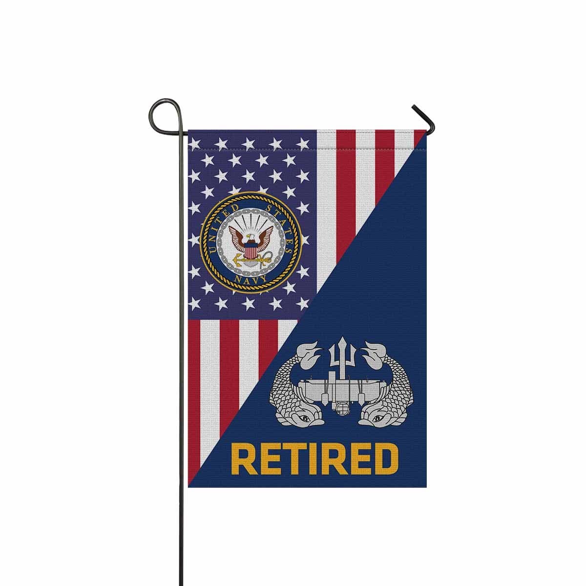 US Navy Deep Submergence Enlisted Badge Retired Garden Flag/Yard Flag 12 inches x 18 inches Twin-Side Printing-GDFlag-Navy-Badge-Veterans Nation