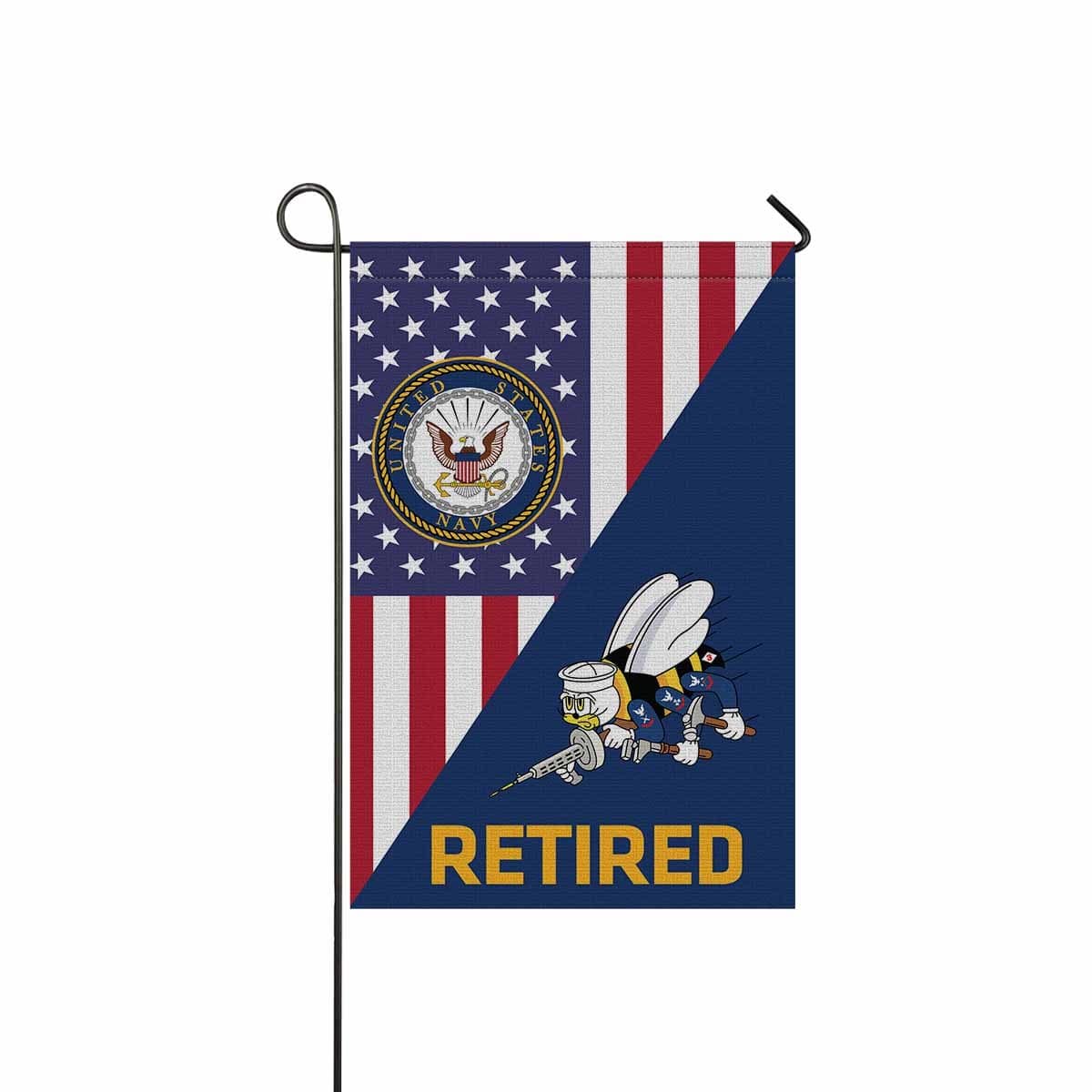 US Navy Seabees Retired Garden Flag/Yard Flag 12 inches x 18 inches Twin-Side Printing-GDFlag-Navy-Collar-Veterans Nation