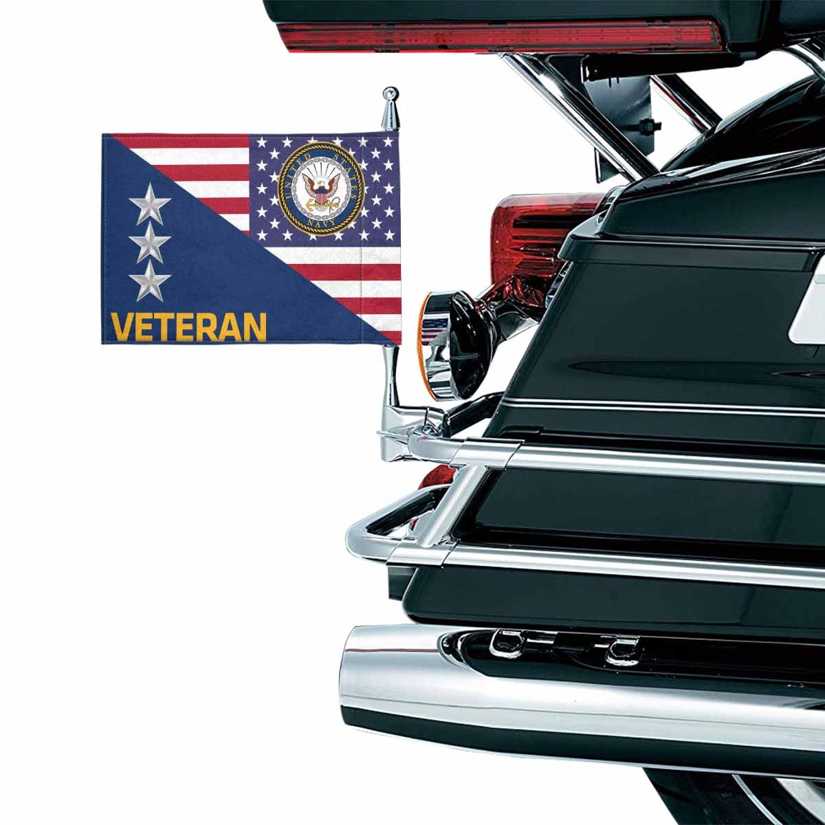 US Navy O-9 Veteran Motorcycle Flag 9" x 6" Twin-Side Printing D01-MotorcycleFlag-Navy-Veterans Nation