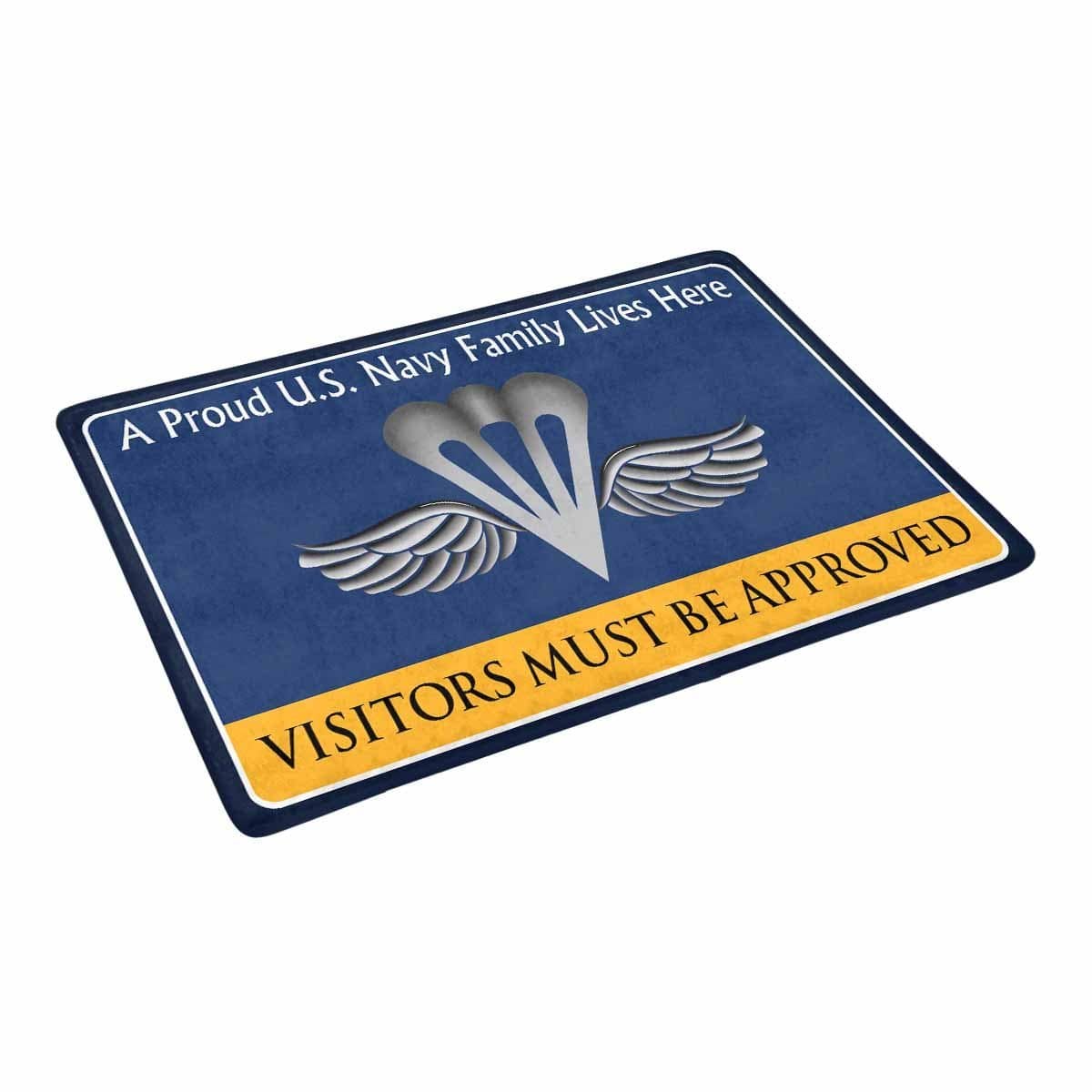 Navy Aircrew Survival Equipmentman Navy PR Family Doormat - Visitors must be approved (23,6 inches x 15,7 inches)-Doormat-Navy-Rate-Veterans Nation