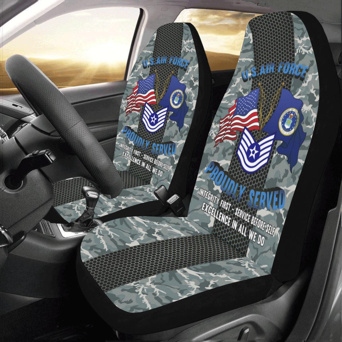US Air Force E-6 Technical Sergeant TSgt E6 Noncommissioned Officer Car Seat Covers (Set of 2)-SeatCovers-USAF-Ranks-Veterans Nation