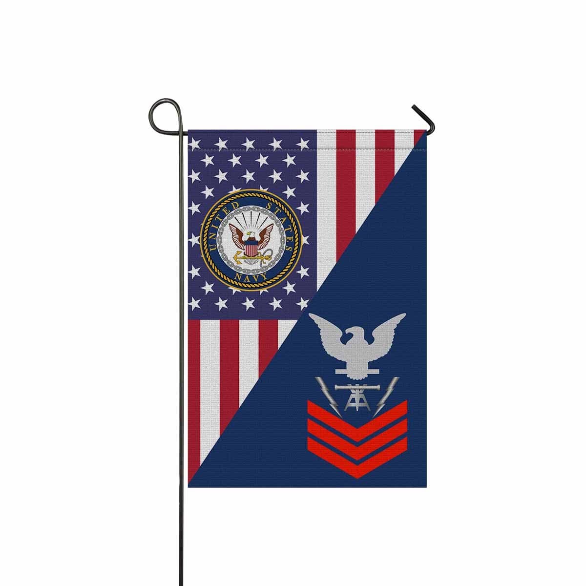 Navy Fire Controlman Navy FC E-6 Red Stripe Garden Flag/Yard Flag 12 inches x 18 inches Twin-Side Printing-GDFlag-Navy-Rating-Veterans Nation