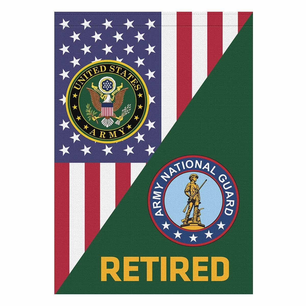 US Army National Guard Retired House Flag 28 Inch x 40 Inch Twin-Side Printing-HouseFlag-Army-Branch-Veterans Nation