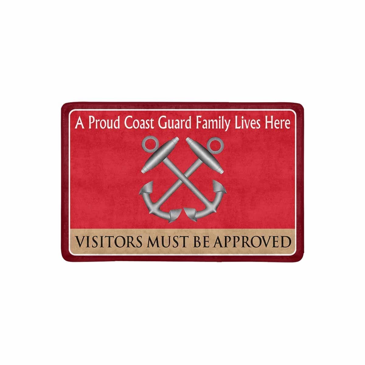 US Coast Guard Boatswains Mate BM Logo Family Doormat - Visitors must be approved (23.6 inches x 15.7 inches)-Doormat-USCG-Rate-Veterans Nation