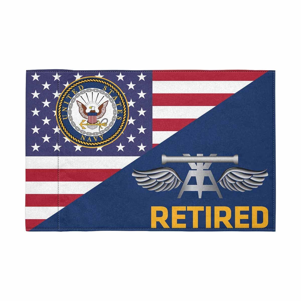 US Navy Aviation Fire Control Tech Navy AQ Retired Motorcycle Flag 9" x 6" Twin-Side Printing D01-MotorcycleFlag-Navy-Veterans Nation