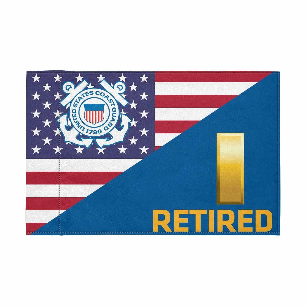 USCG O-1 Retired Motorcycle Flag 9" x 6" Twin-Side Printing D01-MotorcycleFlag-USCG-Veterans Nation