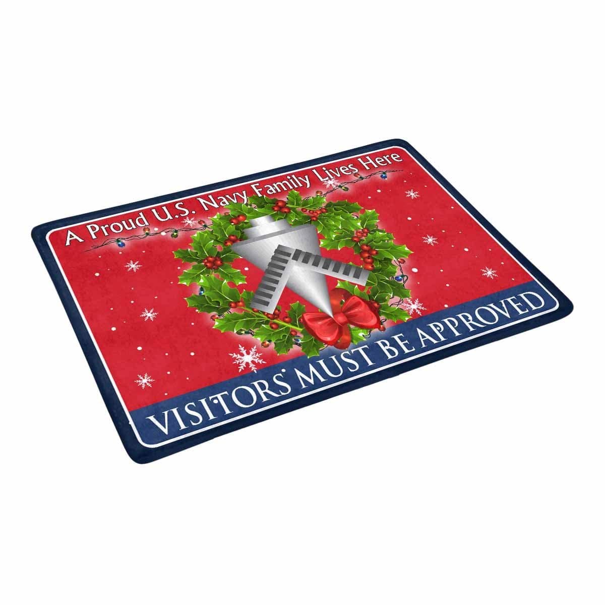 U.S Navy Builder Navy BU - Visitors must be approved - Christmas Doormat-Doormat-Navy-Rate-Veterans Nation