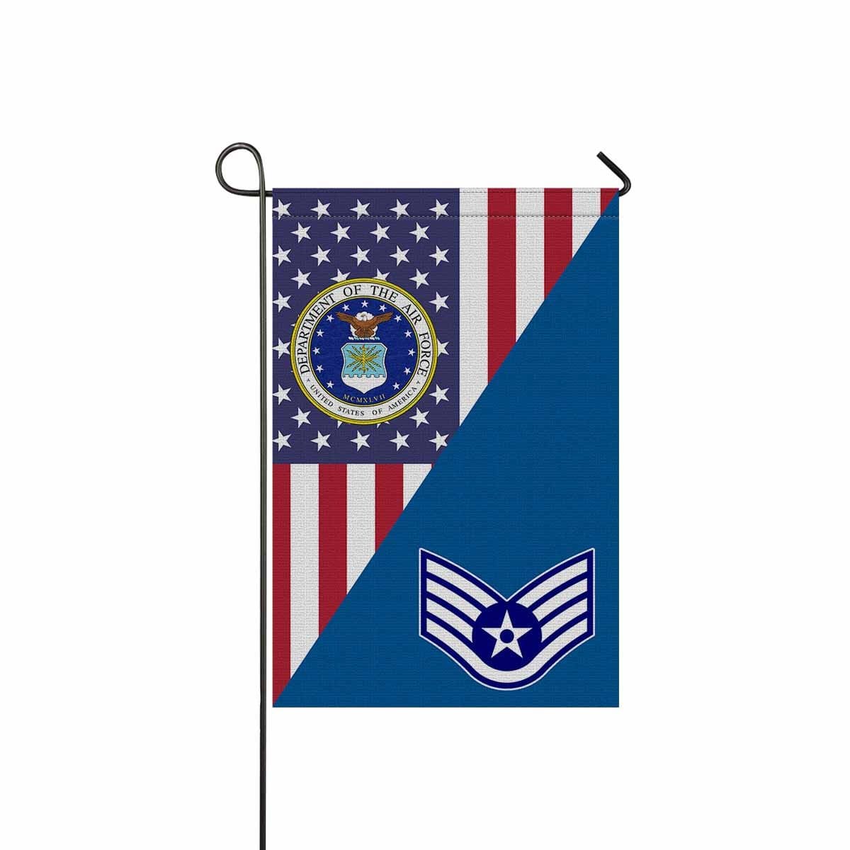 US Air Force E-5 Staff Sergeant SSgt E5 Noncommissioned Officer Garden Flag/Yard Flag 12 inches x 18 inches Twin-Side Printing-GDFlag-USAF-Ranks-Veterans Nation
