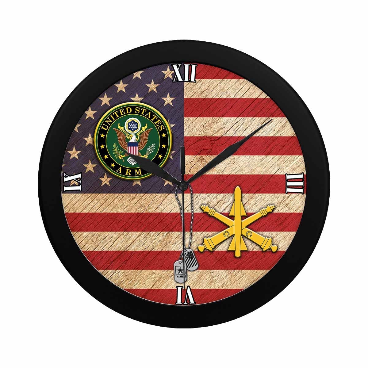 US Army Air Defense Artillery Black Wall Clock-WallClocks-Army-Branch-Veterans Nation