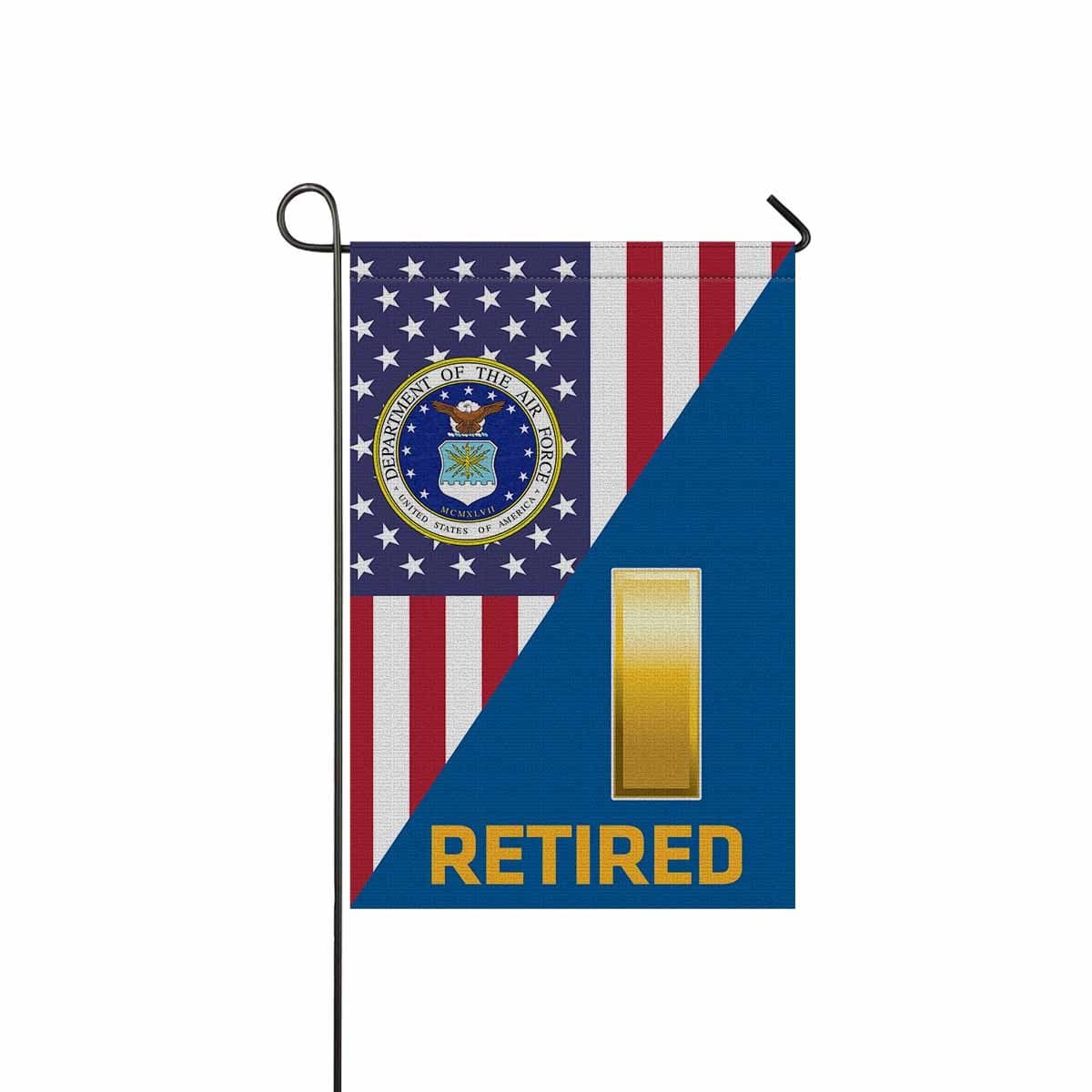 US Air Force O-1 Second Lieutenant 2d Lt O1 Commissioned Officer Retired Garden Flag/Yard Flag 12 inches x 18 inches Twin-Side Printing-GDFlag-USAF-Ranks-Veterans Nation