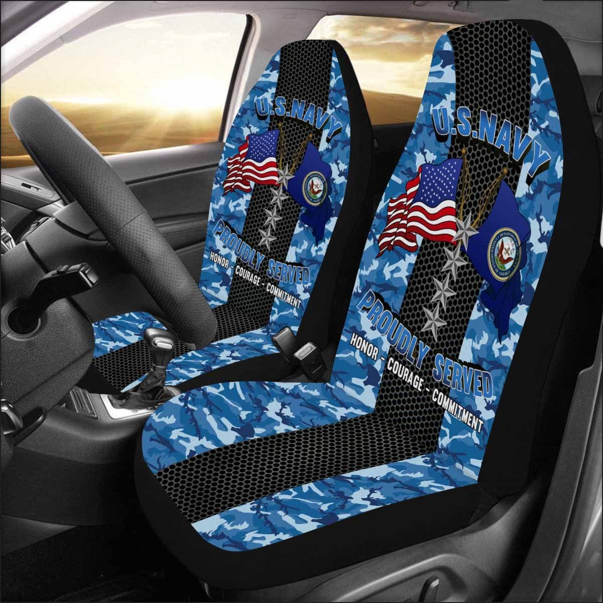 US Navy O-9 Vice Admiral O9 VADM Flag Officer Car Seat Covers (Set of 2)-SeatCovers-Navy-Officer-Veterans Nation