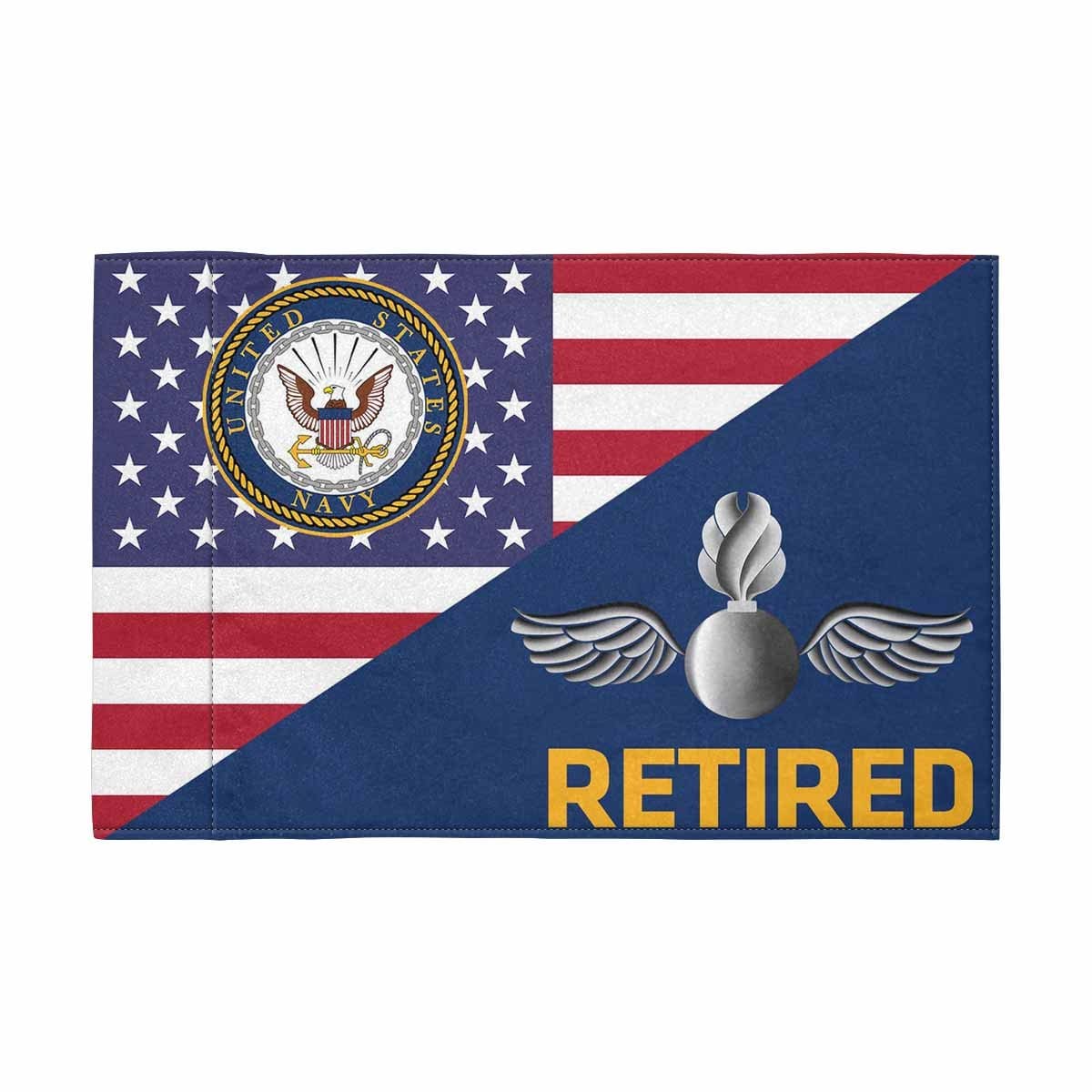 US Navy Aviation Ordnanceman Navy AO Retired Motorcycle Flag 9" x 6" Twin-Side Printing D01-MotorcycleFlag-Navy-Veterans Nation