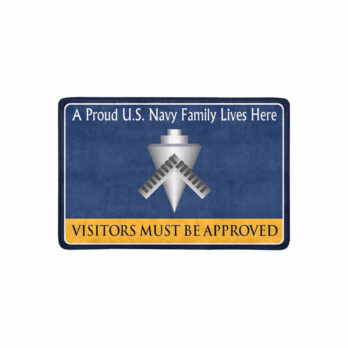 U.S Navy Builder Navy BU Family Doormat - Visitors must be approved (23,6 inches x 15,7 inches)-Doormat-Navy-Rate-Veterans Nation