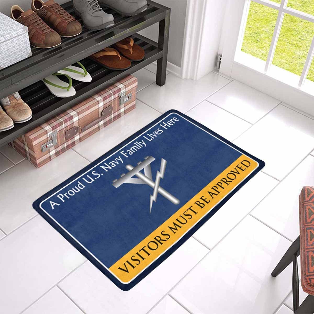 Navy Construction Electrician Navy CE Family Doormat - Visitors must be approved (23,6 inches x 15,7 inches)-Doormat-Navy-Rate-Veterans Nation