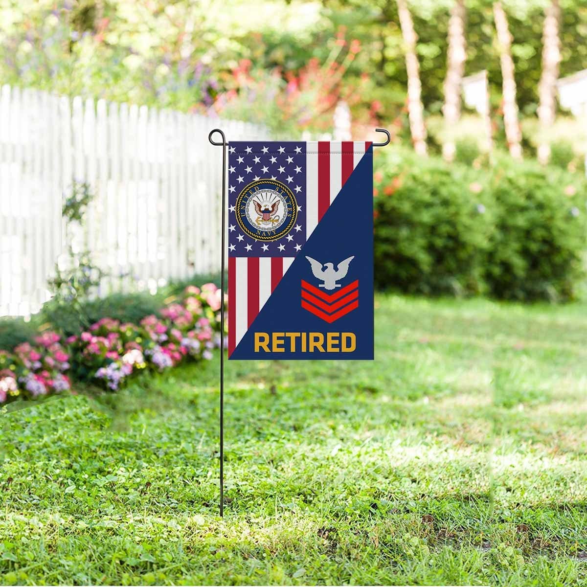 US Navy E-6 Petty Officer First Class E6 PO1 Collar Device Retired Garden Flag/Yard Flag 12 inches x 18 inches Twin-Side Printing-GDFlag-Navy-Collar-Veterans Nation