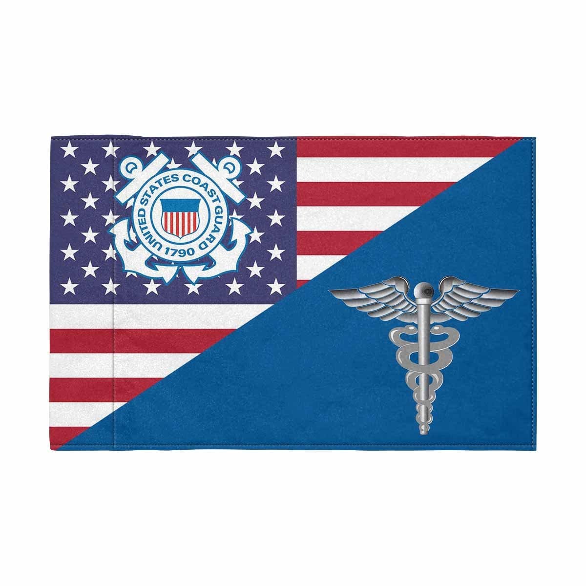 USCG HS Motorcycle Flag 9" x 6" Twin-Side Printing D01-MotorcycleFlag-USCG-Veterans Nation