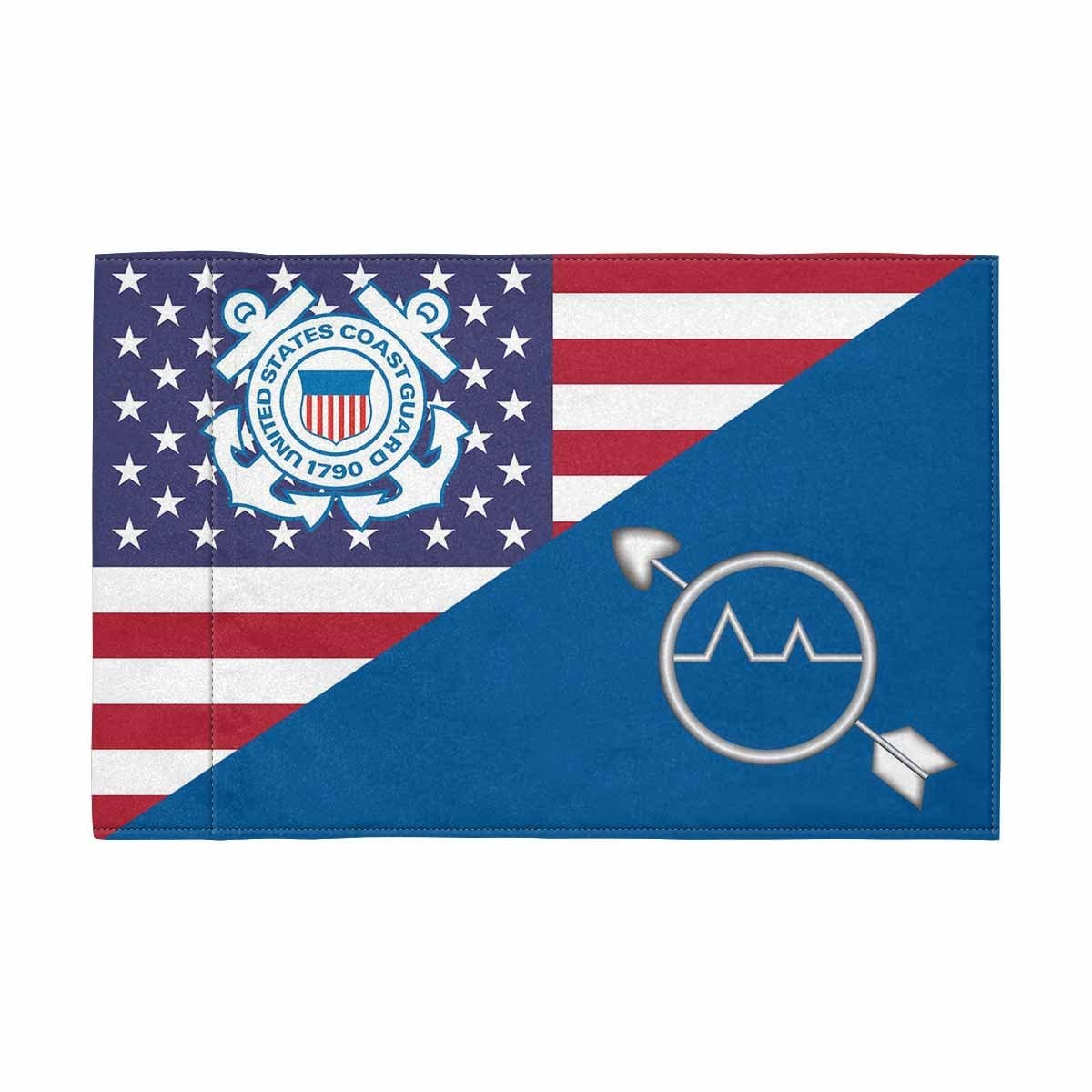 USCG OS Motorcycle Flag 9" x 6" Twin-Side Printing D01-MotorcycleFlag-USCG-Veterans Nation