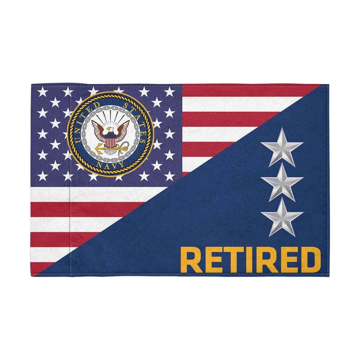 US Navy O-9 Retired Motorcycle Flag 9" x 6" Twin-Side Printing D01-MotorcycleFlag-Navy-Veterans Nation