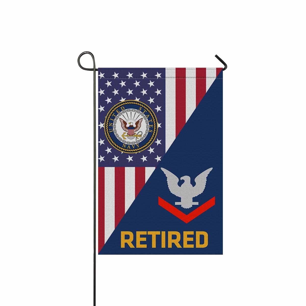 US Navy E-4 Petty Officer Third Class E4 PO3 Collar Device Retired Garden Flag/Yard Flag 12 inches x 18 inches Twin-Side Printing-GDFlag-Navy-Collar-Veterans Nation