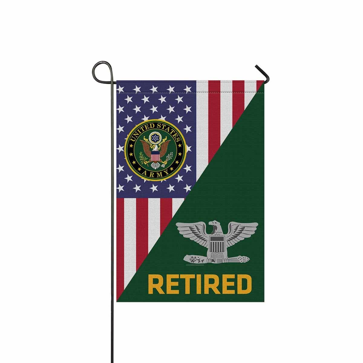US Army O-6 Colonel O6 COL Field Officer Retired Garden Flag/Yard Flag 12 inches x 18 inches Twin-Side Printing-GDFlag-Army-Ranks-Veterans Nation
