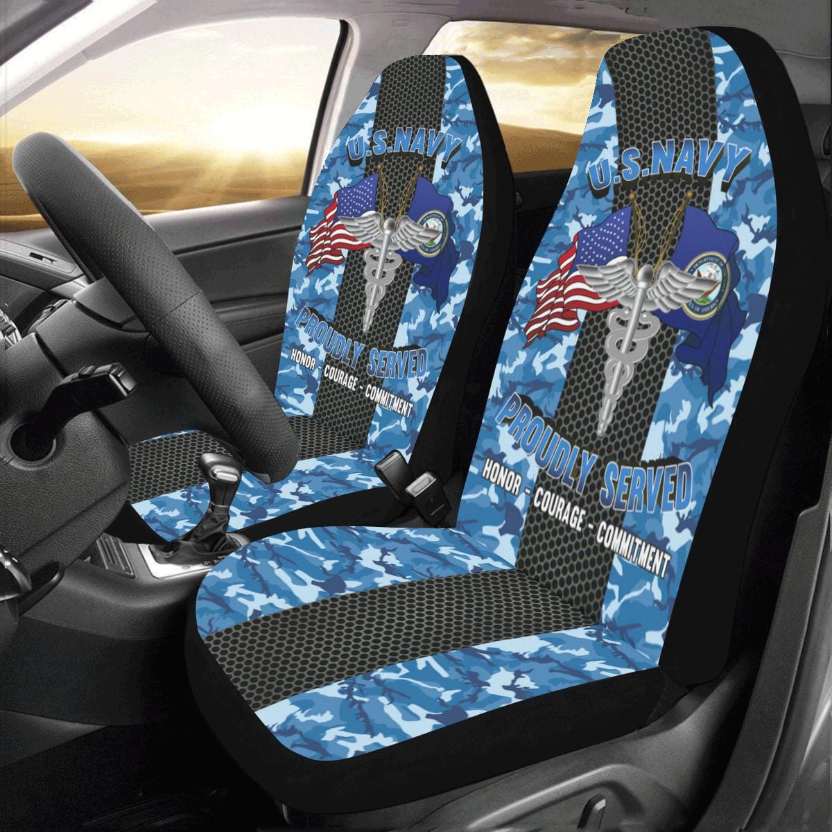 U.S Navy Hospital Corpsman Navy HM Car Seat Covers (Set of 2)-SeatCovers-Navy-Rate-Veterans Nation