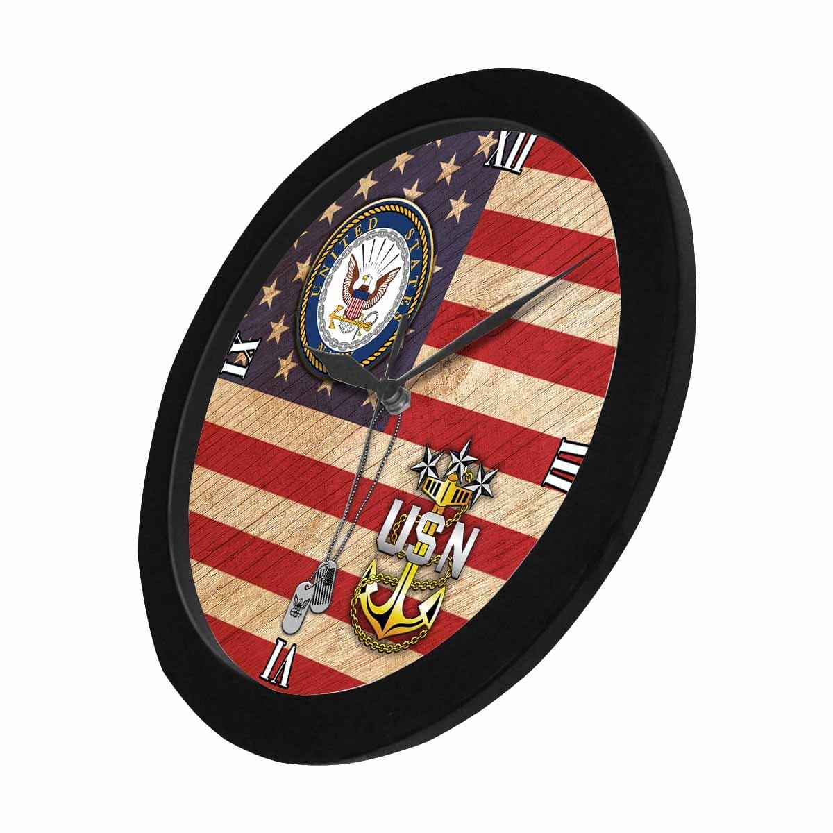 US Navy E-9 Master Chief Petty Officer Of The Navy E9 MCPON Senior Enlisted Advisor Collar Device Wall Clock-WallClocks-Navy-Collar-Veterans Nation