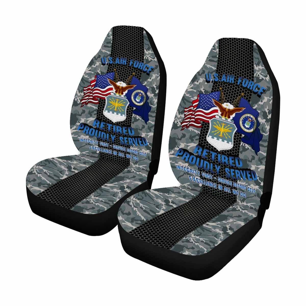 US Air Force Retired Car Seat Covers (Set of 2)-SeatCovers-USAF-Logo-Veterans Nation